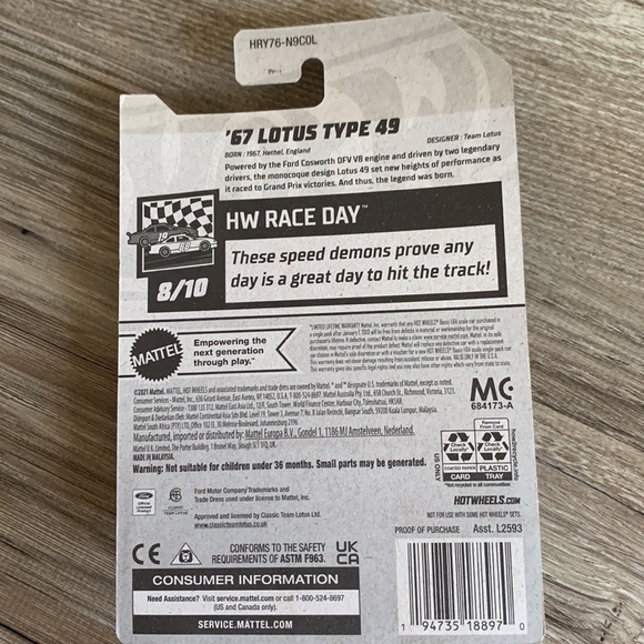 Hot Wheels 67 Lotus Type 49 HW Race Day Car Mainline Casting New  2024 Hotwheels - Picture 4 of 5